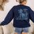 Boston Terrier UFO Cowboy Dog Dog Mom Dog Dad Alien Dog Women's Sweatshirt Back Print Navy