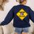 Caution Sign Boston Terrier Dog Bostie Puppy Women's Sweatshirt Back Print Navy