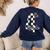 Checkered Fourth Grade Back To School Teachers Students Women's Sweatshirt Back Print Navy