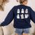 Cute Boo Ghost Reading Books Halloween Librarian Teacher Kid Women's Sweatshirt Back Print Navy