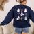 Cute Ghost Cat Playing Musical Halloween Music Teacher Women's Sweatshirt Back Print Navy Cute Ghost Cat Playing Musical Halloween Music Teacher Women's Sweatshirt Back Print Navy