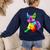 Dog Lover Boston Terrier Dog Colorful Boston Terrier Men Women Kids Women's Sweatshirt Back Print Navy