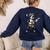 Dog Playing Guitar Singing Boston Terrier For Men Women Girls Kids Women's Sweatshirt Back Print Navy
