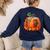 Fall Book Autumn Reading Teacher Halloween Pumpkin Season Women's Sweatshirt Back Print Navy