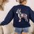 Floral FLower Boston Terrier Mom Grandma Women's Sweatshirt Back Print Navy