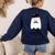French Teacher Halloween Bonjour Ghost Women's Sweatshirt Back Print Navy French Teacher Halloween Bonjour Ghost Women's Sweatshirt Back Print Navy