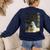Ghost Library Halloween Book Reading Books Lover Teacher Women's Sweatshirt Back Print Navy