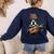 Guitar Shirt Boston Terrier Dog Playing Acoustic Guitar Women's Sweatshirt Back Print Navy