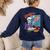 Halloween Skeleton Geography Teacher Pumpkin Bats Classroom Women's Sweatshirt Back Print Navy