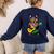 Hawaiian Boston Terrier & Pineapple Ukulele Summer Vacation Women's Sweatshirt Back Print Navy