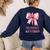 I'm Literally Just a Teacher Pencil Coquette Bow School Women's Sweatshirt Back Print Navy