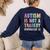 Kids AUTISM IS NOT A TRAGEDY IGNORANCE IS Proud Teacher Crew Women's Sweatshirt Back Print Navy