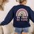 Be Kind ASL Sign Language Deaf SPED Teacher Kids Men Women Women's Sweatshirt Back Print Navy