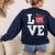 LOVE Kindergarten Teacher Student School Apple Women's Sweatshirt Back Print Navy