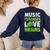 Music Teachers Love Brains Cute Teaching Halloween Women's Sweatshirt Back Print Navy