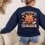 One Thankful Teacher Thanksgiving Retro Groovy Fall Teachers Women's Sweatshirt Back Print Navy