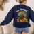One Thankful Teacher Thanksgiving Turkey Cute Crayon Pencil Women's Sweatshirt Back Print Navy
