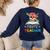 Pirate Teacher Halloween Skull Adult Women's Sweatshirt Back Print Navy