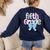 Preppy Fifth Grade Teacher Blue Floral Coquette Pencil Bow Women's Sweatshirt Back Print Navy Preppy Fifth Grade Teacher Blue Floral Coquette Pencil Bow Women's Sweatshirt Back Print Navy