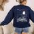 Read In Peace Skeleton Halloween Book Reading Spooky Teacher Women's Sweatshirt Back Print Navy