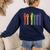 Retro Be Kind ASL Deaf Teacher Sign Language Gay Pride Women's Sweatshirt Back Print Navy