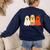 Retro Pencil Ghost Boo Spooky Teacher Halloween Costume Women's Sweatshirt Back Print Navy