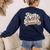 Retro Sunset Fifth Grade Teacher & Student Back To School Women's Sweatshirt Back Print Navy Retro Sunset Fifth Grade Teacher & Student Back To School Women's Sweatshirt Back Print Navy