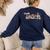 Retro Teacher Western Country Cowboy Cowgirl Back To School Women's Sweatshirt Back Print Navy