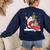 Santa Ugly Christmas Tree Lights Boston Terrier Dog Lover Women's Sweatshirt Back Print Navy