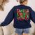 Santas Favorite Teacher Retro Groovy Christmas Xmas Women Women's Sweatshirt Back Print Navy
