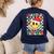 Santas Favorite Teacher Retro Groovy Smile Face Christmas Women's Sweatshirt Back Print Navy Santas Favorite Teacher Retro Groovy Smile Face Christmas Women's Sweatshirt Back Print Navy