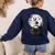 Spooky Halloween Moon Boston Terrier Boston Bull Bostie Women's Sweatshirt Back Print Navy