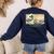 Surfing Boston Terrier Kanagawa Wave Japanese Dog For Men Women Kids Women's Sweatshirt Back Print Navy