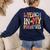 I Teach In My Pajamas Retro Groovy Teacher Humor Women's Sweatshirt Back Print Navy