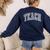 Teach Teacher Checkered First Day Of School Back To School Women's Sweatshirt Back Print Navy Teach Teacher Checkered First Day Of School Back To School Women's Sweatshirt Back Print Navy