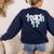 Teach Teacher Coquette Bow Pencil Back To School First Day Women's Sweatshirt Back Print Navy Teach Teacher Coquette Bow Pencil Back To School First Day Women's Sweatshirt Back Print Navy