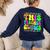 This Teacher 80s 90s Teachers's Day Glows Last Day Of School Women's Sweatshirt Back Print Navy