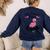 This Teacher Loves Her Flock Cute Flamingo Teacher Women's Sweatshirt Back Print Navy