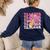 Teacher Pencil Back To School Groovy Pink Teacher First Day Women's Sweatshirt Back Print Navy