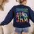 Tie Dye Teaching Social Studies Is My Jam Sunglasses Teacher Women's Sweatshirt Back Print Navy