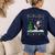 Ugly Christmas Tree Lights Xmas Santa Riding Boston Terrier Women's Sweatshirt Back Print Navy
