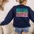 Never Underestimate A Public School Teacher Groovy Women Women's Sweatshirt Back Print Navy