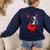 Valentine's Day Boston Terrier Dog Vector Women's Sweatshirt Back Print Navy