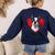 Valentine's Day Boston Terrier Dog Women's Sweatshirt Back Print Navy