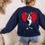 Valentine's Day Boston Terrier Lover Women's Sweatshirt Back Print Navy