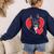 Valentine's Day Boston Terrier Women's Sweatshirt Back Print Navy