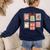 Vintage Preppy Very Merry Teacher Santa Stamps Christmas Women's Sweatshirt Back Print Navy