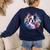 Watercolor Floral Boston Terrier Mama Dog Lover Mother's Day Women's Sweatshirt Back Print Navy