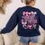 Women Teacher In Progress Coquette Pink Bow Future Teacher Women's Sweatshirt Back Print Navy