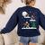 Xmas Lighting Tree Santa Riding Boston Terrier Christmas Women's Sweatshirt Back Print Navy